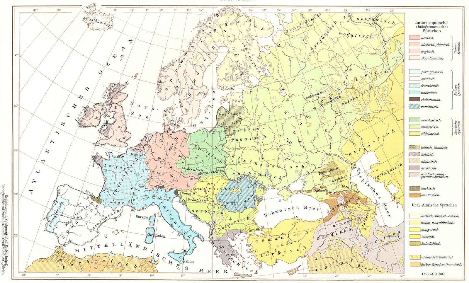EUROPE.Europa;Sprachen Language Linguistic 1958 old vintage map plan chart